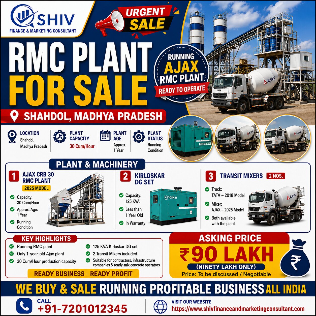 RMC Plant for Sale in Shahdol, Madhya Pradesh